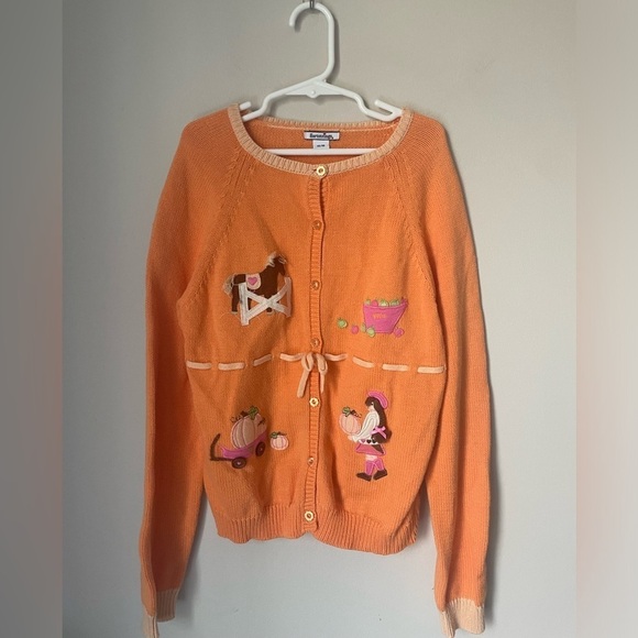 Vintage Hartstrings Fall Fun Scenic Button Down Sweater Size 14 /16 - Picture 1 of 12